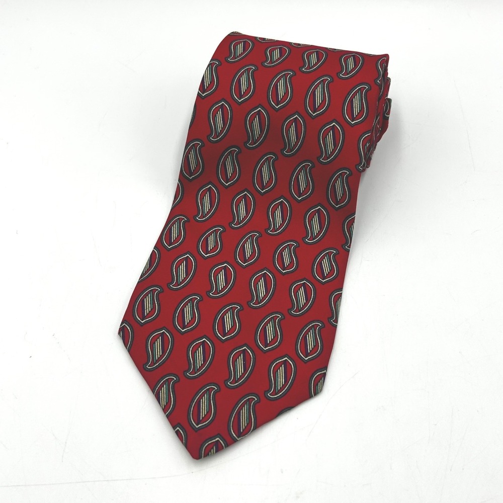 Robert Talbott Tie Red Mens Paisley Silk Hand Sewn Geometric EUC 3.75 inch Wide